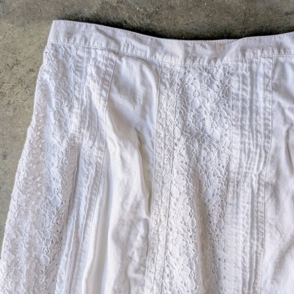 Vintage Coldwater Creek White Eyelet Embroidered Boho Festival Midi Skirt large - Picture 3 of 8